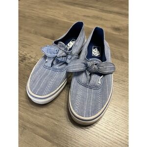 Vans Girls Knotted‎ Skate Shoes Lace Chambray Sneakers Sz 3 Very Good Condition!